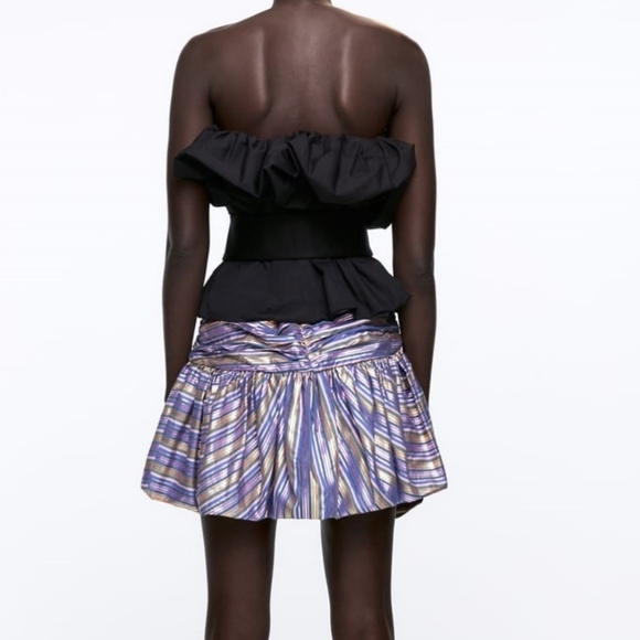 ZARA Limited Edition STRIPED MINI SKIRT Sz Large - Picture 3 of 9